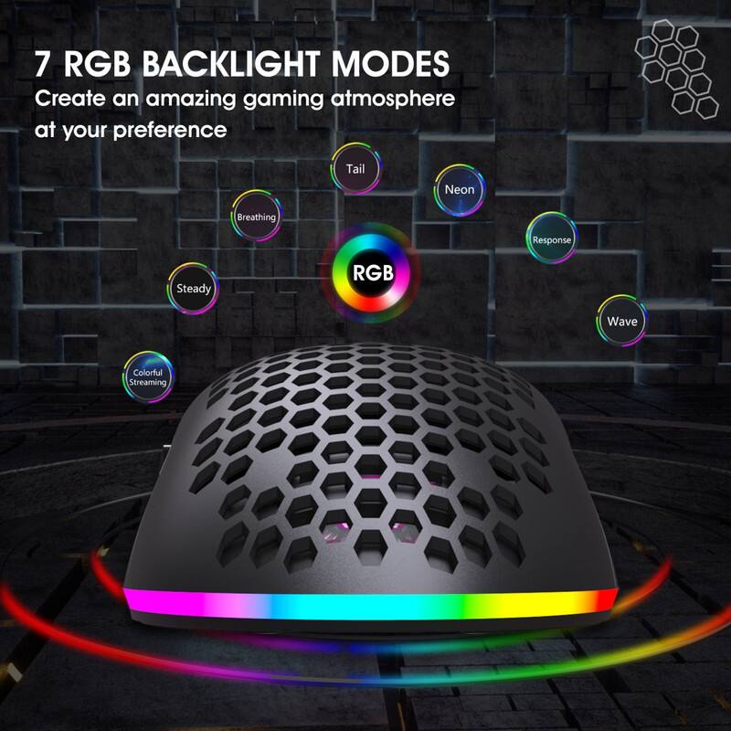 7 RGB BACKLIGHT MODES  
Create an amazing gaming atmosphere at your preference  

- Breathing  
- Steady  
- Tail  
- Neon  
- Response  
- Wave  
- Colorful Streaming