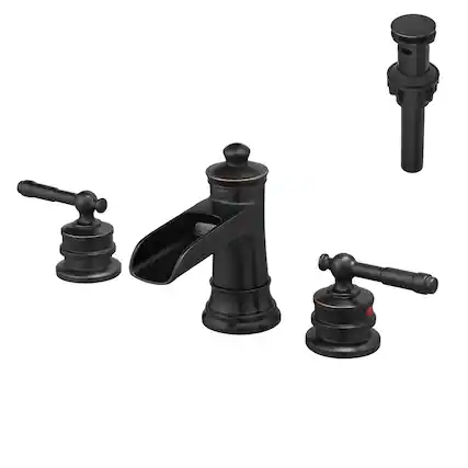 Front. Boyel Living - Classic 8 in. Widespread Double Handle Bathroom Faucet with Pop Up Drain, Water Supply Hoses in Oil Rubbed Bronze - Oil Rubbed Bronze.