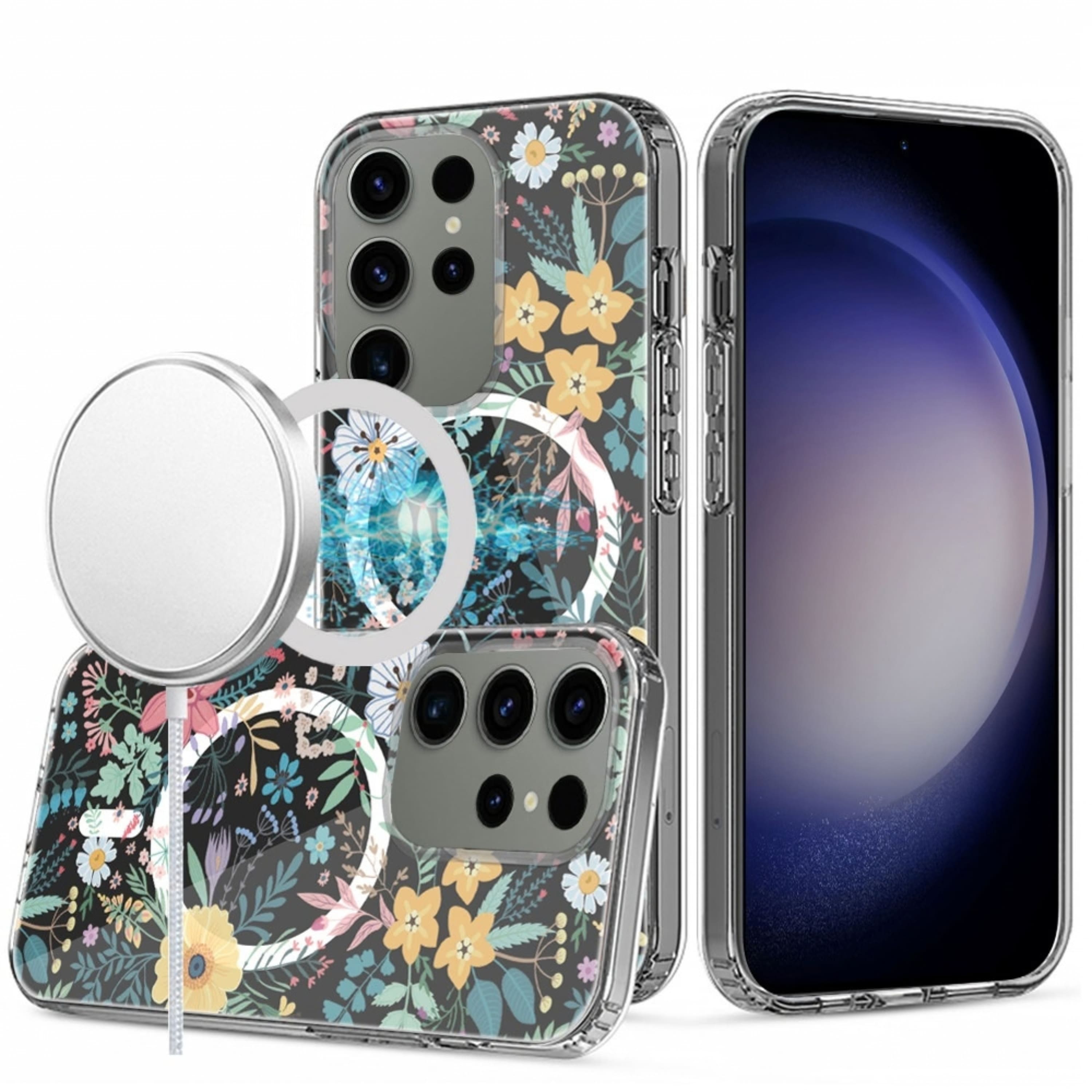 Kitcheniva - Unique Floral Print Clear Hybrid Phone Case For Samsung Galaxy S24 Plus Floral - Black