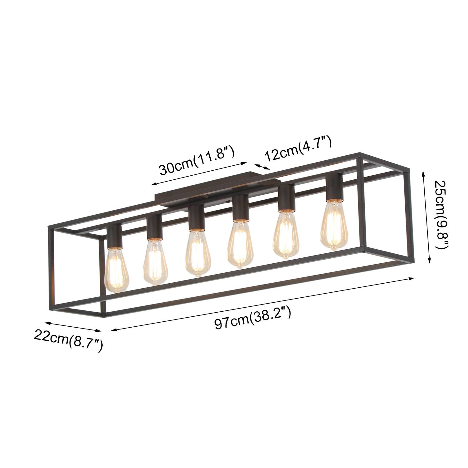 30cm(11.8"), 12cm(4.7"), 25cm(9.8"), 22cm(8.7"), 97cm(38.2")