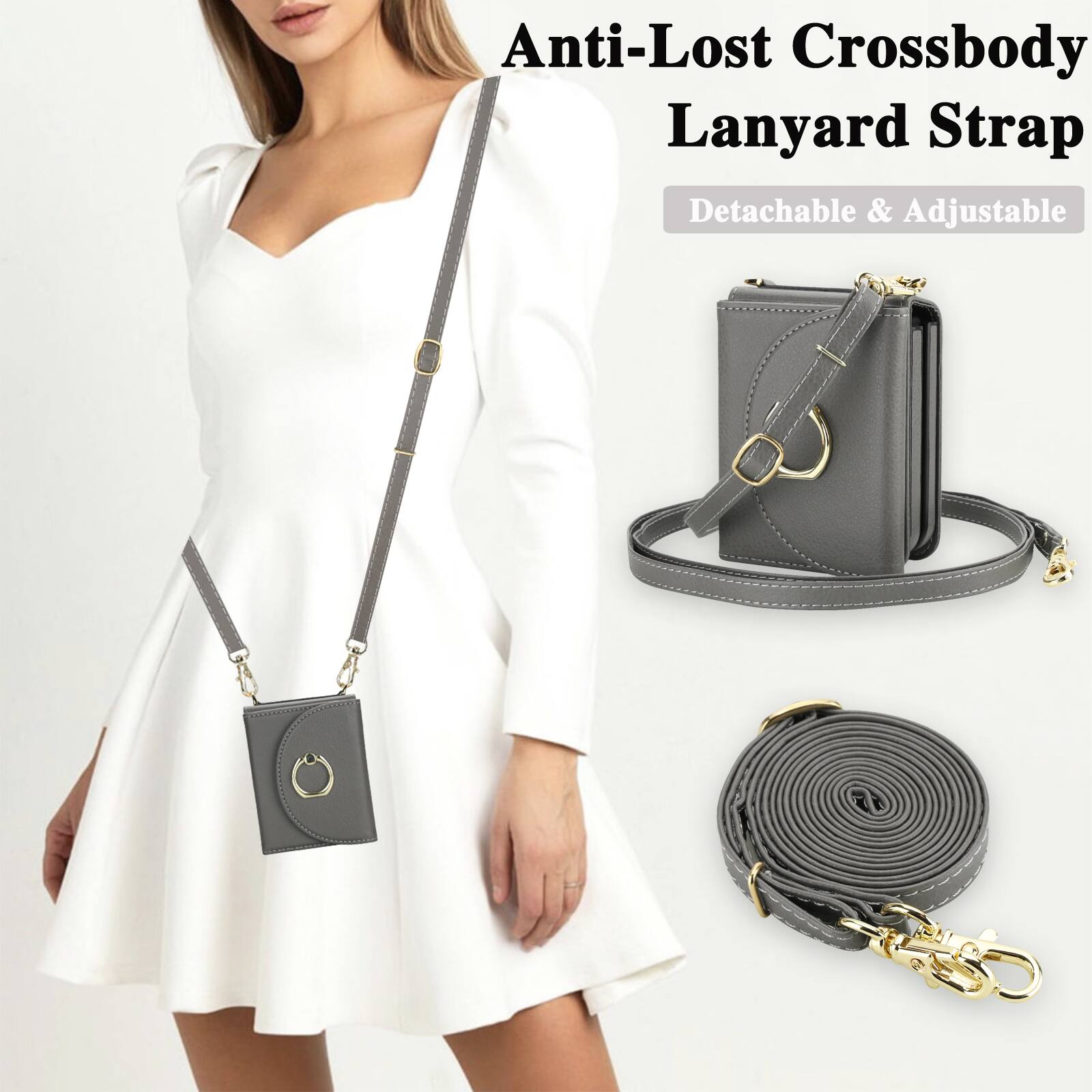 Anti-Lost Crossbody Lanyard Strap  
Detachable & Adjustable