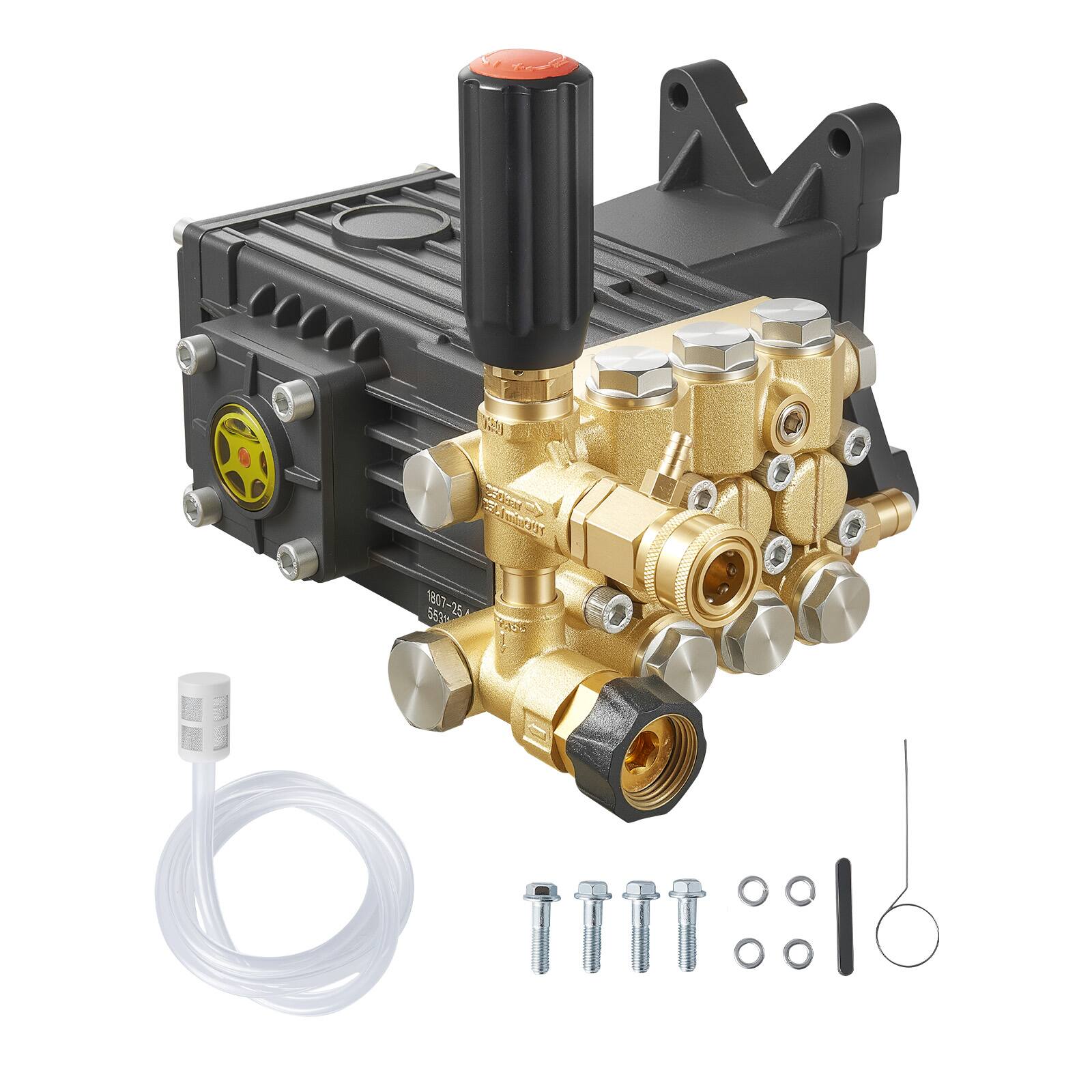 Alt View 5. VEVOR - Pressure Washer Pump, 1" Shaft Horizontal Triplex Plunger, 3600 PSI, 3.7 GPM, Replacement Power Washer Pumps Kit - Black.