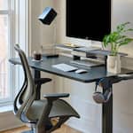 Branch Furniture - Duo Standing Desk 58" – Adjustable Desk with OLED Control Panel, Frameless Design & Compact Footprint - Charcoal / Charcoal