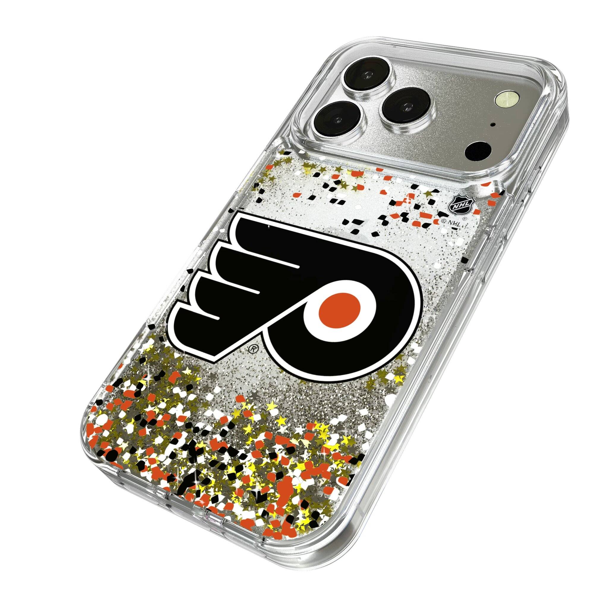 Alt View 1. Keyscaper - Philadelphia Flyers iPhone Confetti Glitter Case - 14 Pro Max - Multicolor.