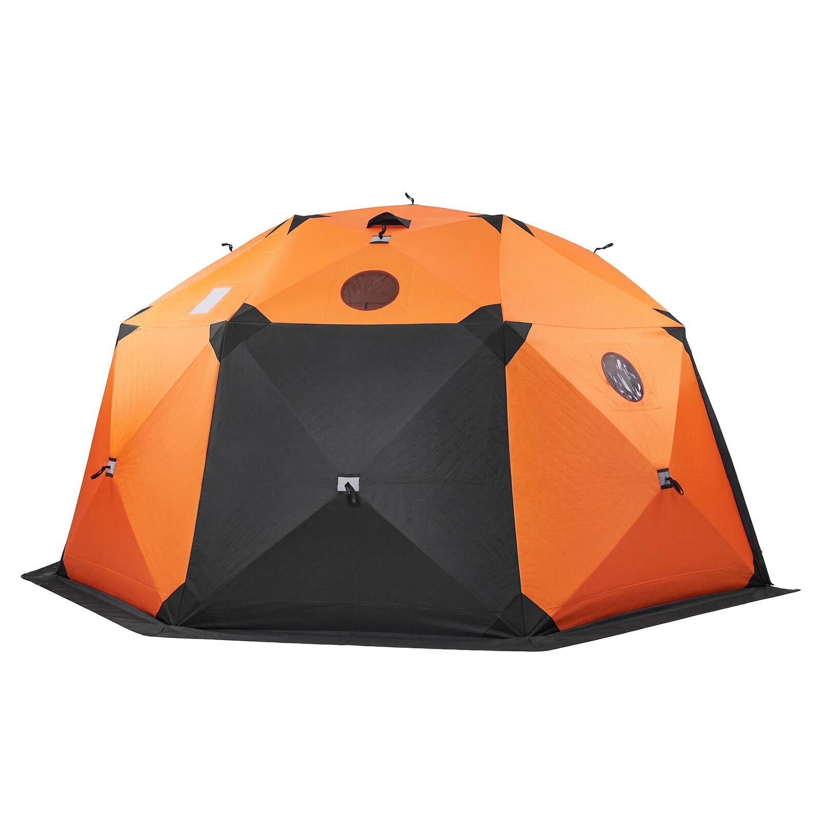 Alt View 5. VEVOR - Pop Up Ice Fishing Tent 8-10 Person 158x169x92 in Insulated Shelter, for Winter Fishing, 153 sq ft Area - Orange.