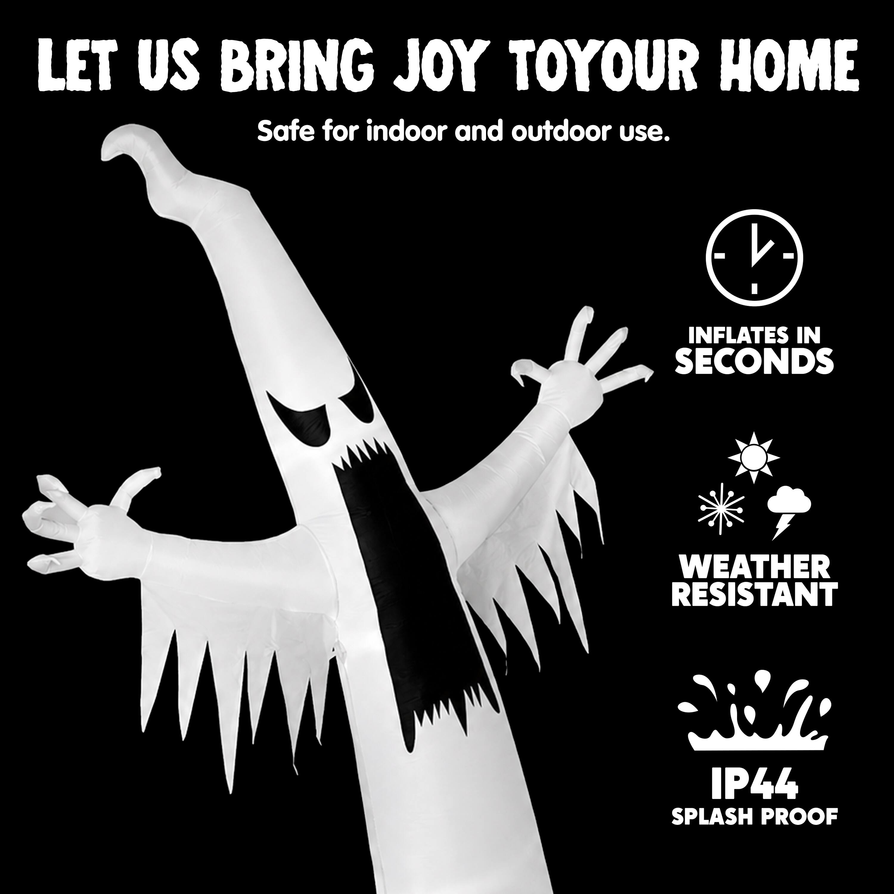 LET US BRING JOY TO YOUR HOME  
Safe for indoor and outdoor use.  
- INFLATES IN SECONDS  
- WEATHER RESISTANT  
- IP44 SPLASH PROOF