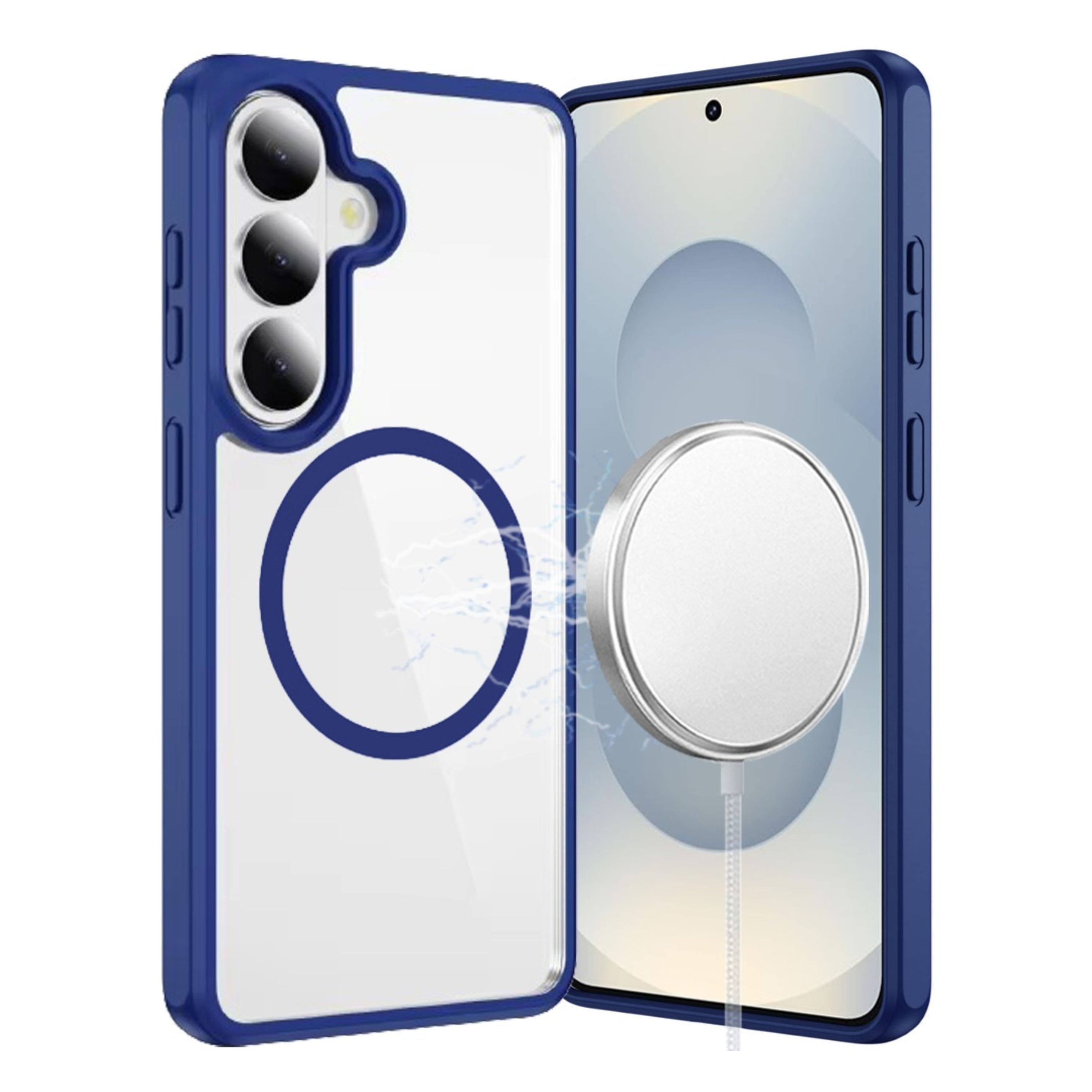 Kitcheniva - Shockproof Magnetic Circle Phone Case With Tempered Glass For Samsung Galaxy S26 - Navy Blue