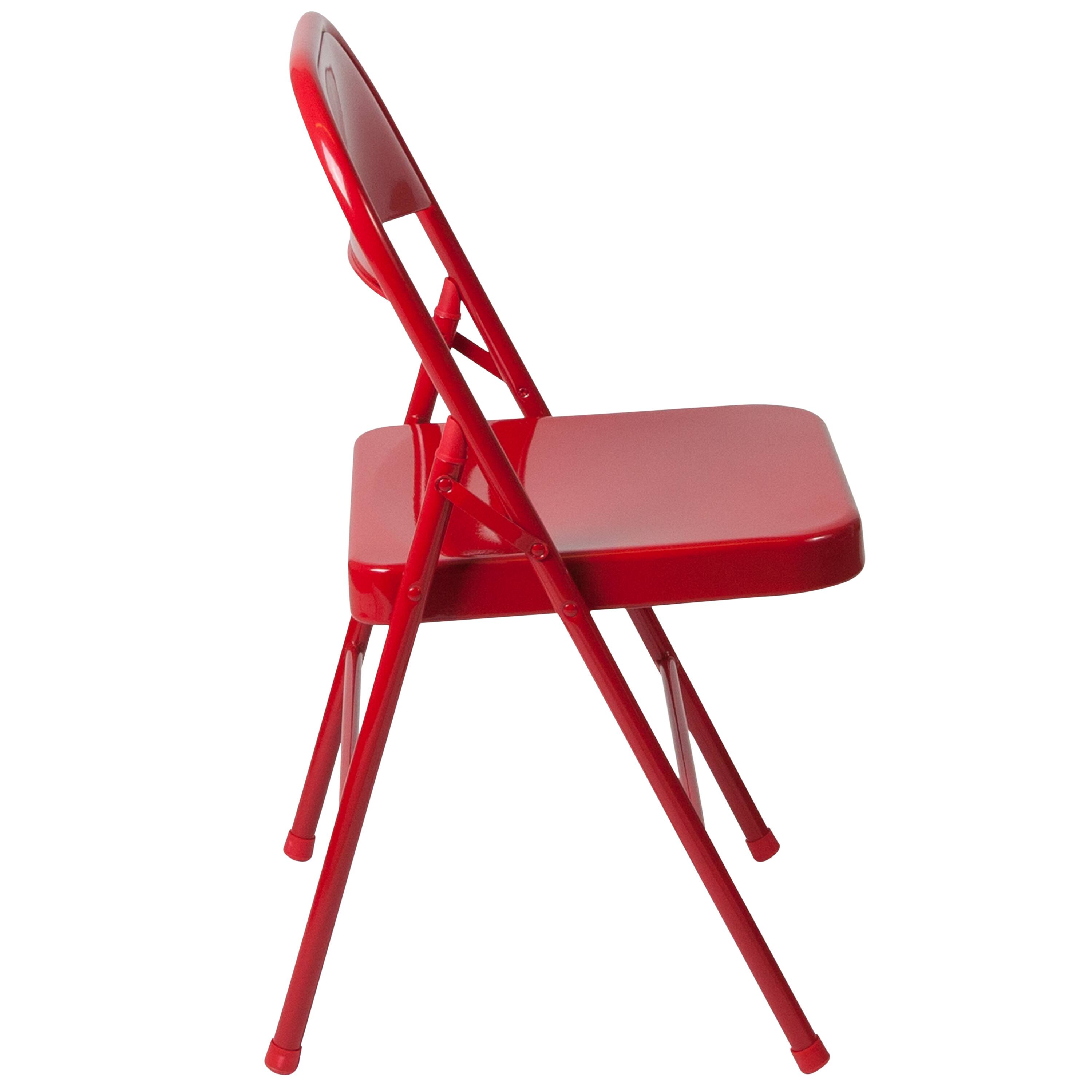 Alt View 7. Emma + Oliver - 2 Pack Home & Office Double Braced Party Events Steel Metal Folding Chair - Red.