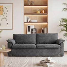 Dyonery - 86" Double Sofa Comfortable deep-seated corduroy cloud sofa,Freestanding sofa Ideal for living rooms, apartments. - Gray
