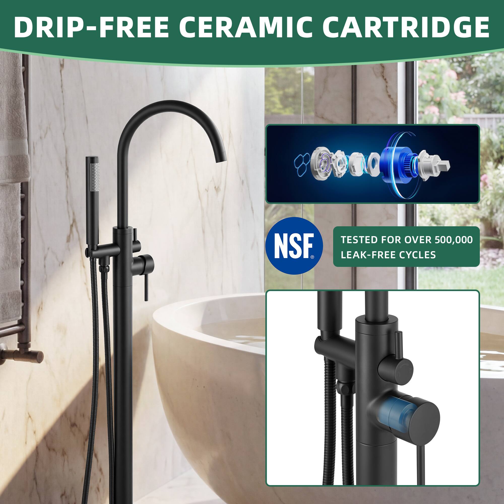Drip-Free Ceramic Cartridge

Tested for over 500,000 NSF Leak-Free Cycles