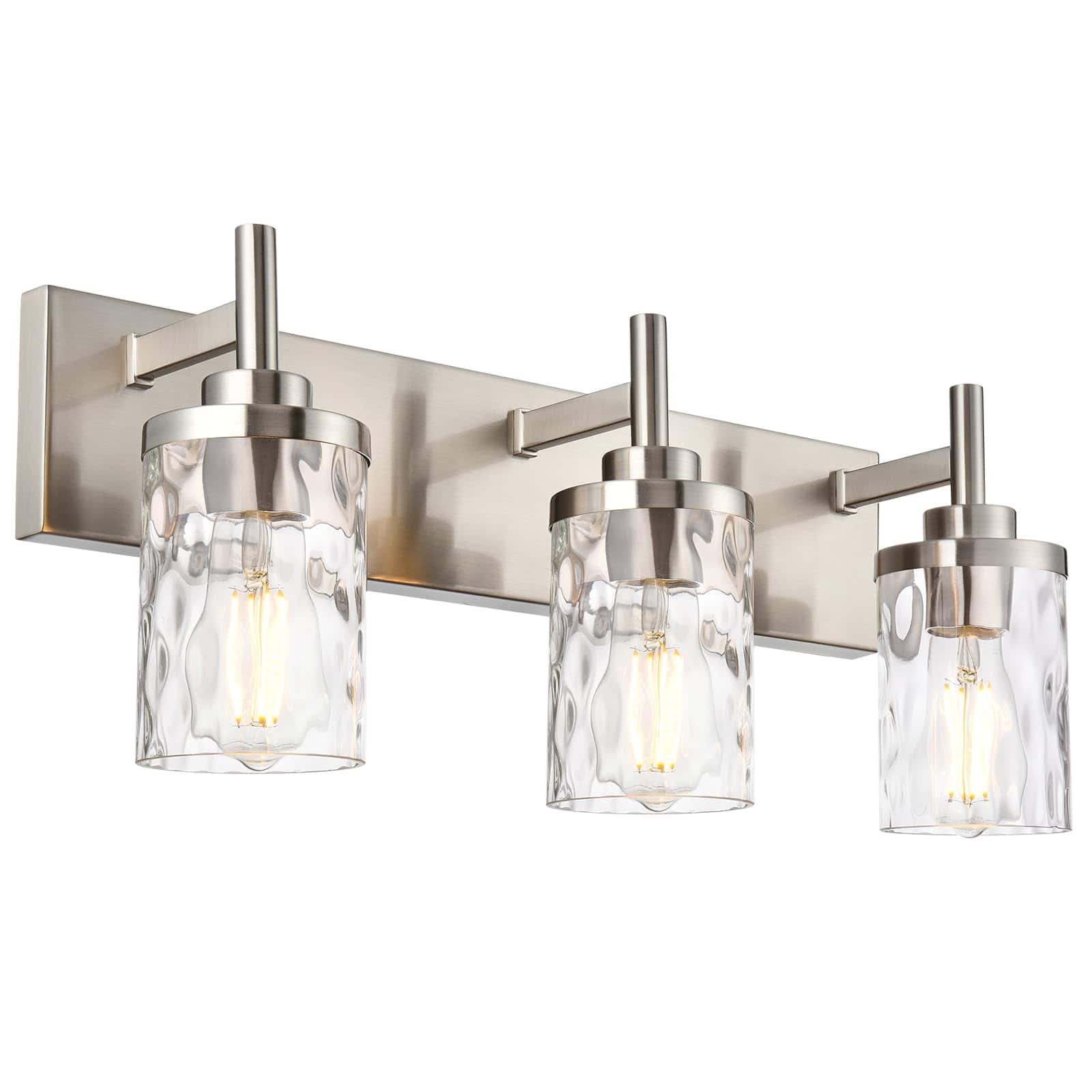 Earthley Blooms - Light Bathroom Vanity Lighting Fixtures Brushed Nickel Vanitylighting With Clear HammeShade Wall Sconce Mod - Default