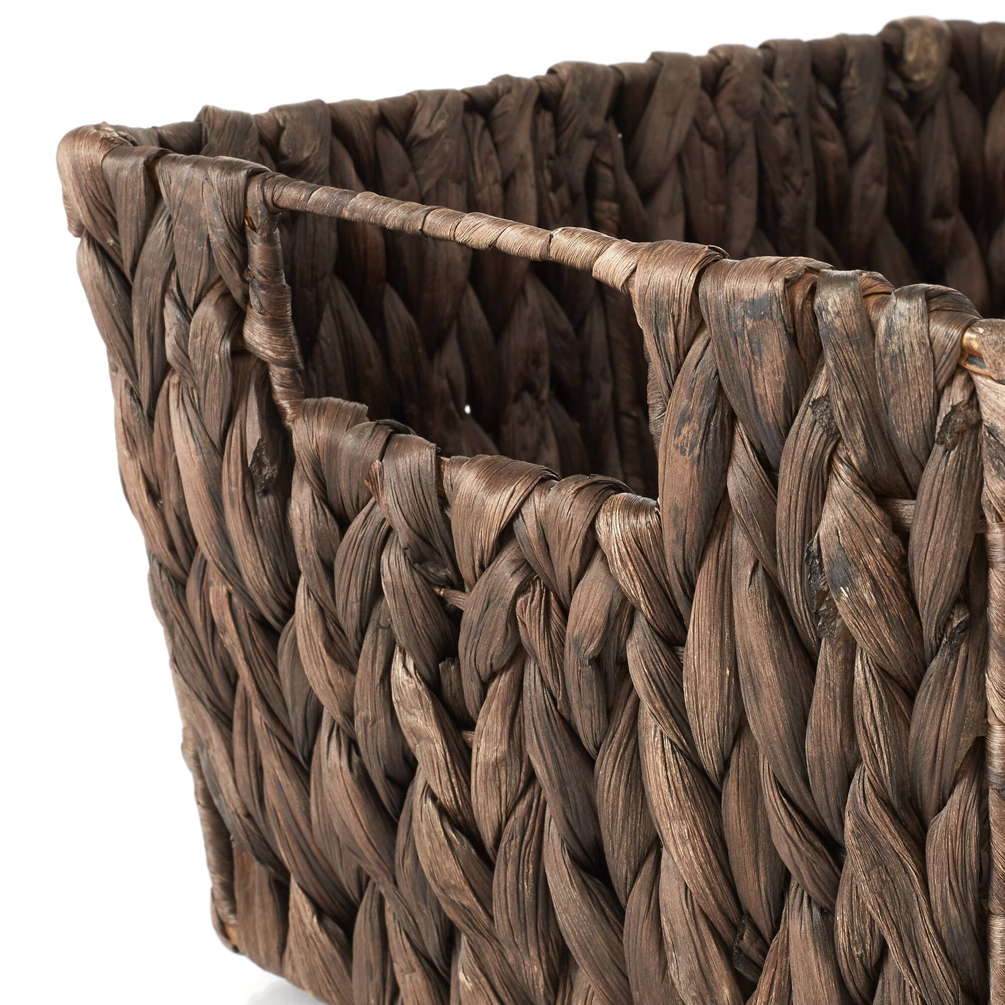 Alt View 4. Casafield - 4pk Hyacinth Seagrass Storage Baskets with Handles for Shelves - Espresso - Hyacinth.