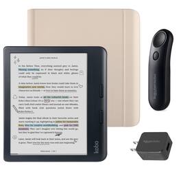 Kobo - Libra Colour (Black) eReader with Black Remote & AC Bundle - 2024 - Sand Beige Notebook SleepCover