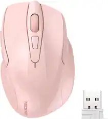 Front. TECKNET - TEKNET Wireless Mouse,2.4GHz Mouse with USB Receiver,2600 DPI,5 Adjustment Levels - Pink.