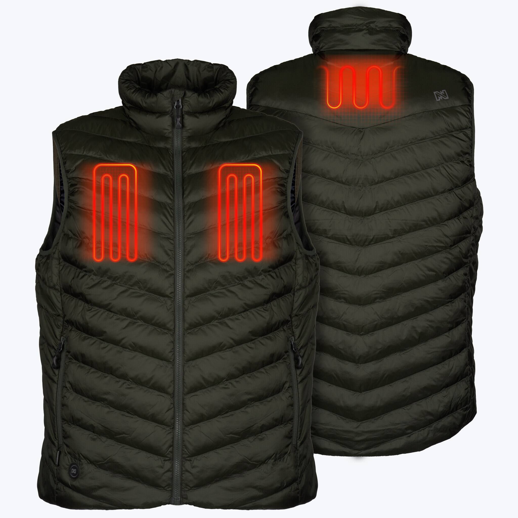 Angle. Mobile Warming - Men's Backcountry Xtera Heated Vest - Forest Green.