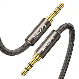 Syncwire - 3.5mm Nylon Braided Aux Cable (1.6ft/0.5m, Hi-Fi Sound), Audio Auxiliary Input Adapter Male to Male Cord - Gold Brown