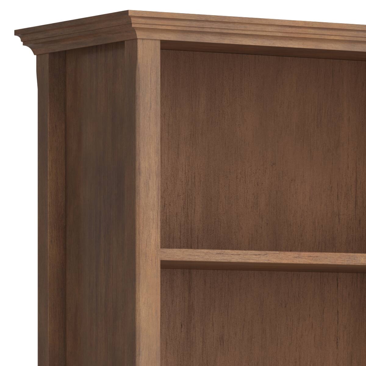 Back. Simpli Home - Amherst 30 inch Wide Solid Wood Transitional 5 Shelf Bookcase in Rustic Natural Aged Brown - Rustic Natural Aged Brown.