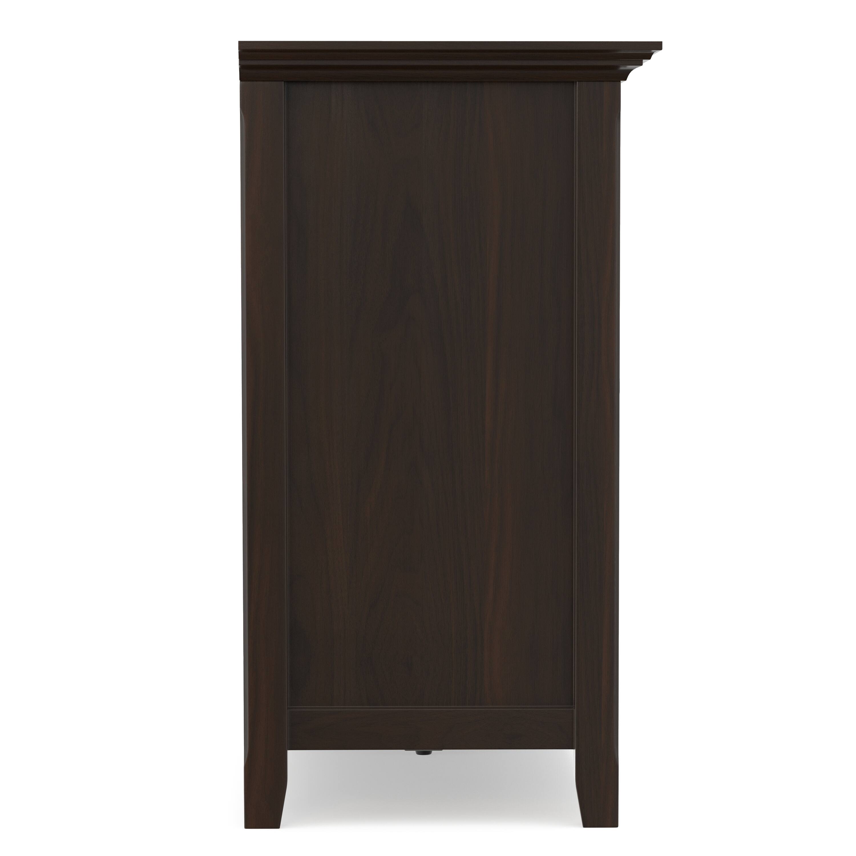 Alt View 2. Simpli Home - Simpli Home Amherst 84 inch Wide Solid Wood Transitional TV Stand in Brunette Brown/Bronze - Brunette Brown.