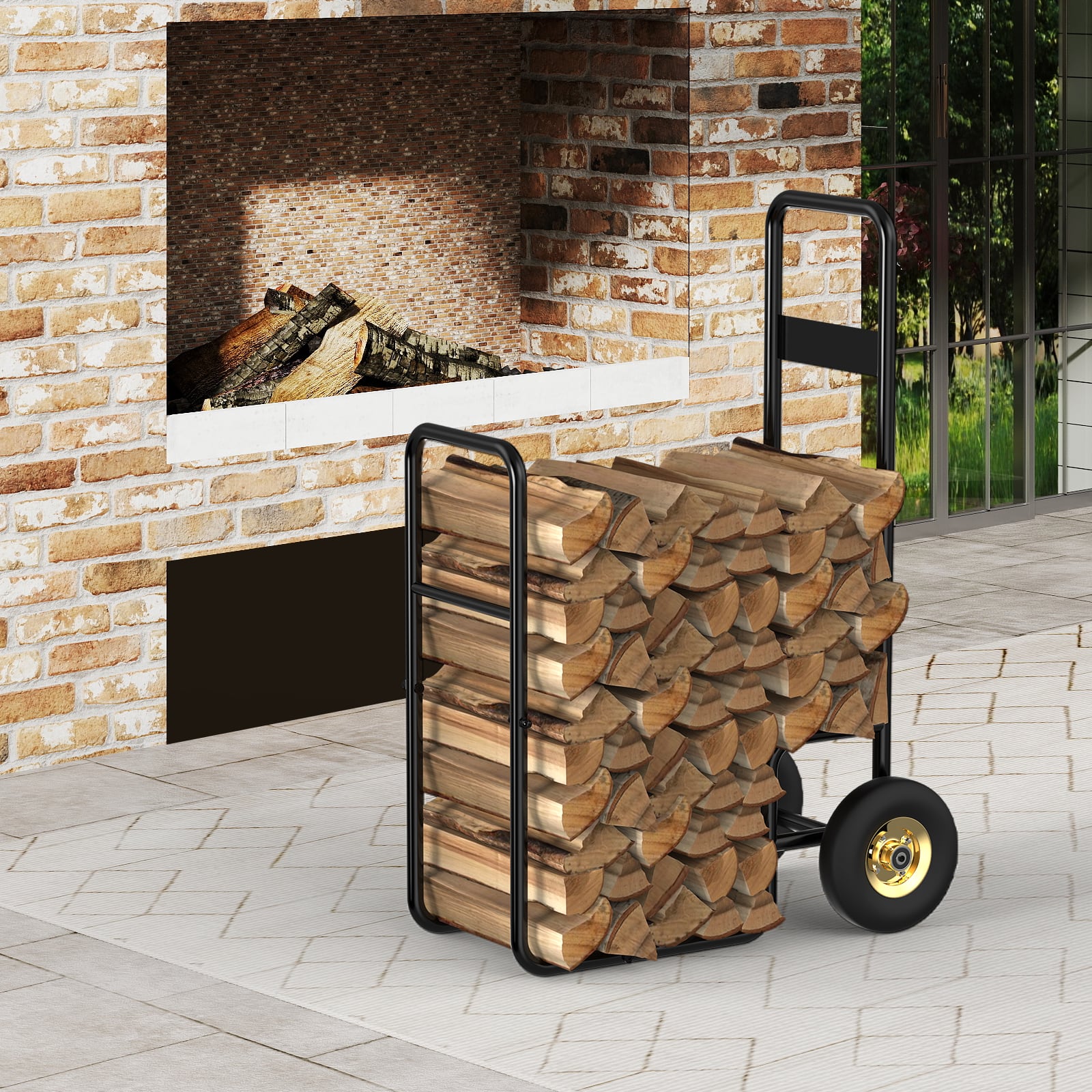 Oumilen - Heavy-Duty Rolling Firewood Cart with Wheels - Black price history on PriceWatchPro