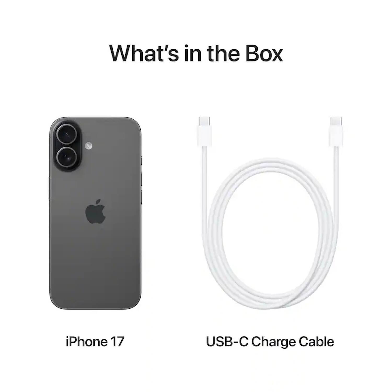What's in the Box

iPhone 17

USB-C Charge Cable