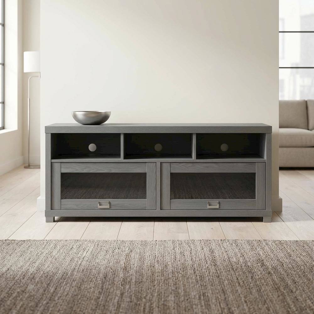 Alt View 3. FurniFact - Grey TV Stand for up to 60-inch Screens with Sturdy Construction - Gray.