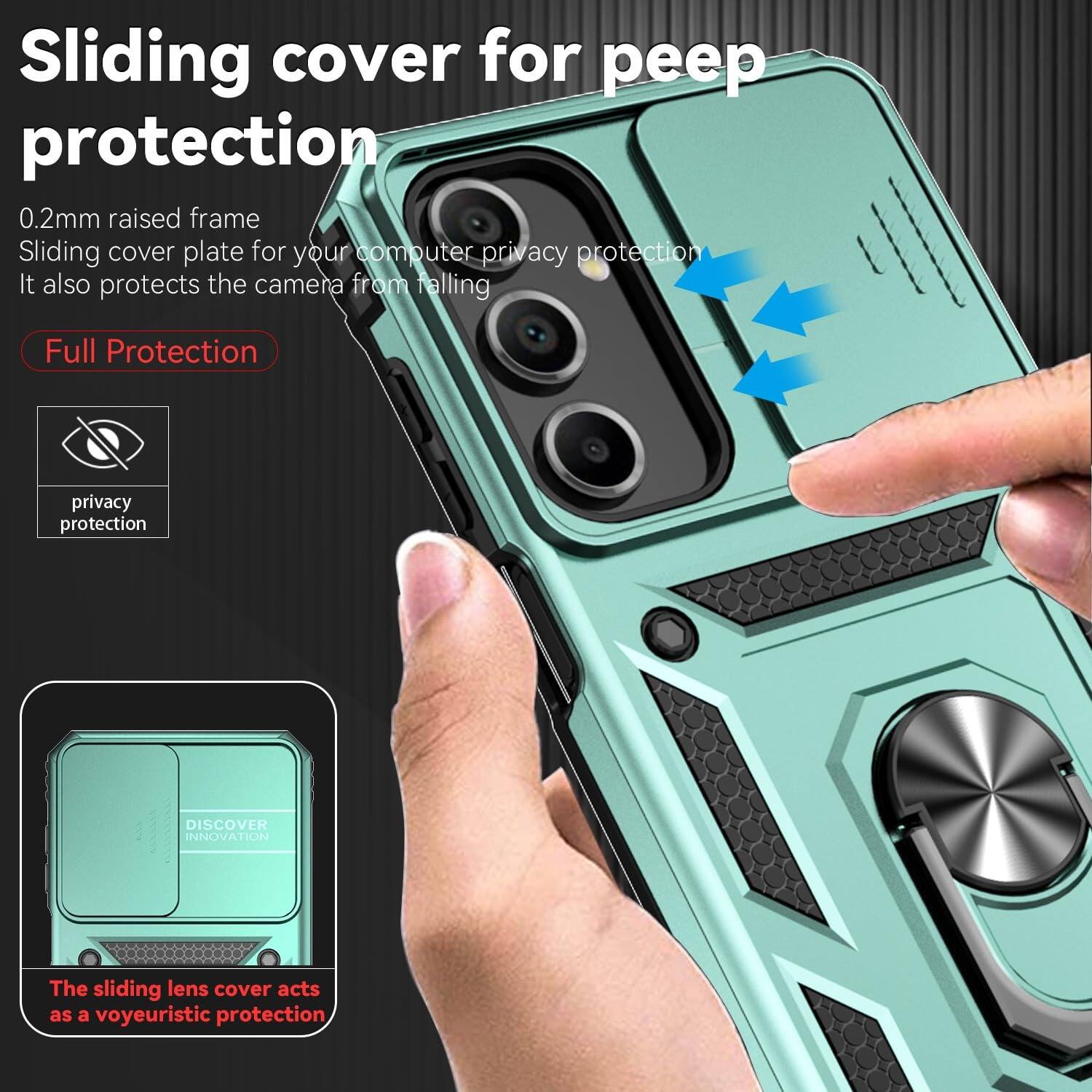 Sliding cover for peep protection  
0.2mm raised frame  
Sliding cover plate for your computer privacy protection  
It also protects the camera from falling  

Full Protection  
privacy protection  

DISCOVER INNOVATION  
The sliding lens cover acts as a voyeuristic protection