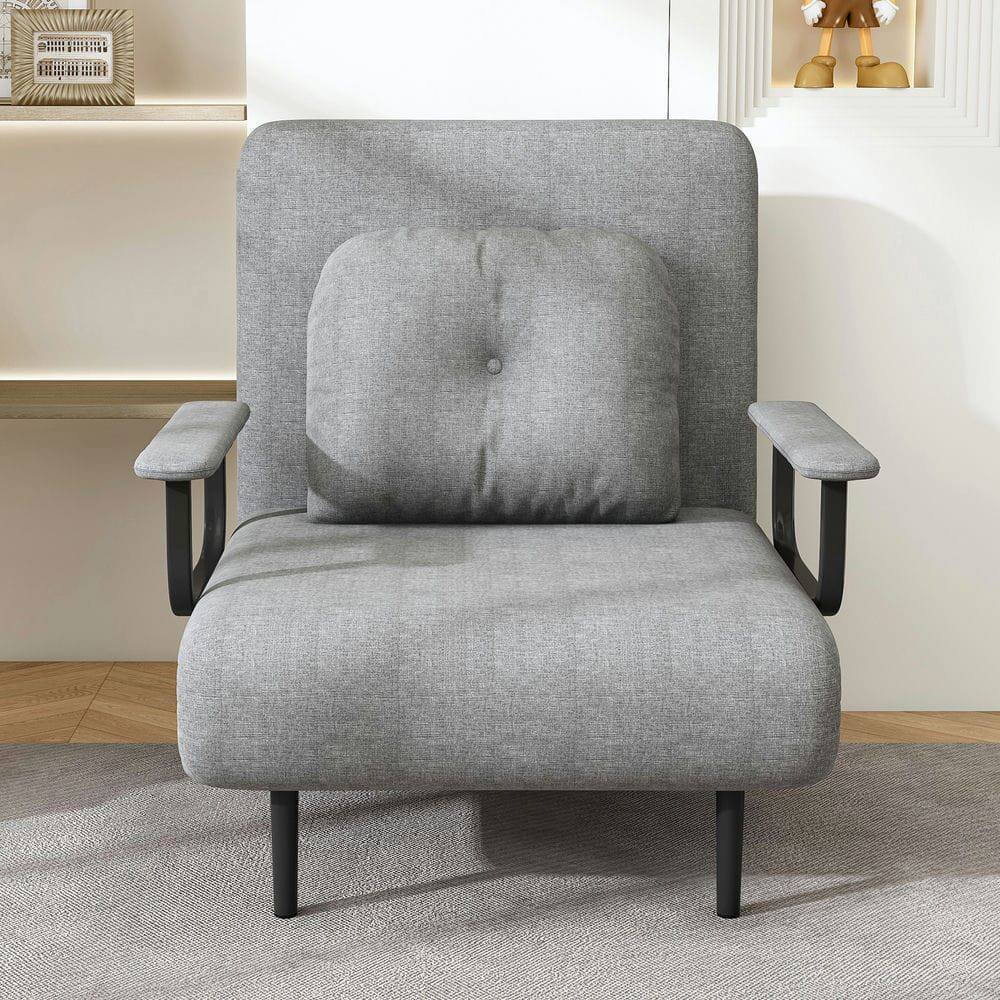 Alt View 6. Kadyn - 5-in-1 Convertible Sleeper Chair, Multi-Position Adjustable Backrest with Pillow, Space-Saving Design, Grey - Gray.