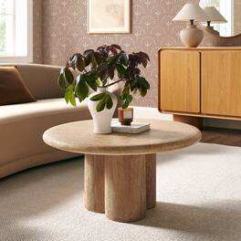 Tori 31 Inch Round Indoor and Outdoor Coffee Table by Modway - Travertine