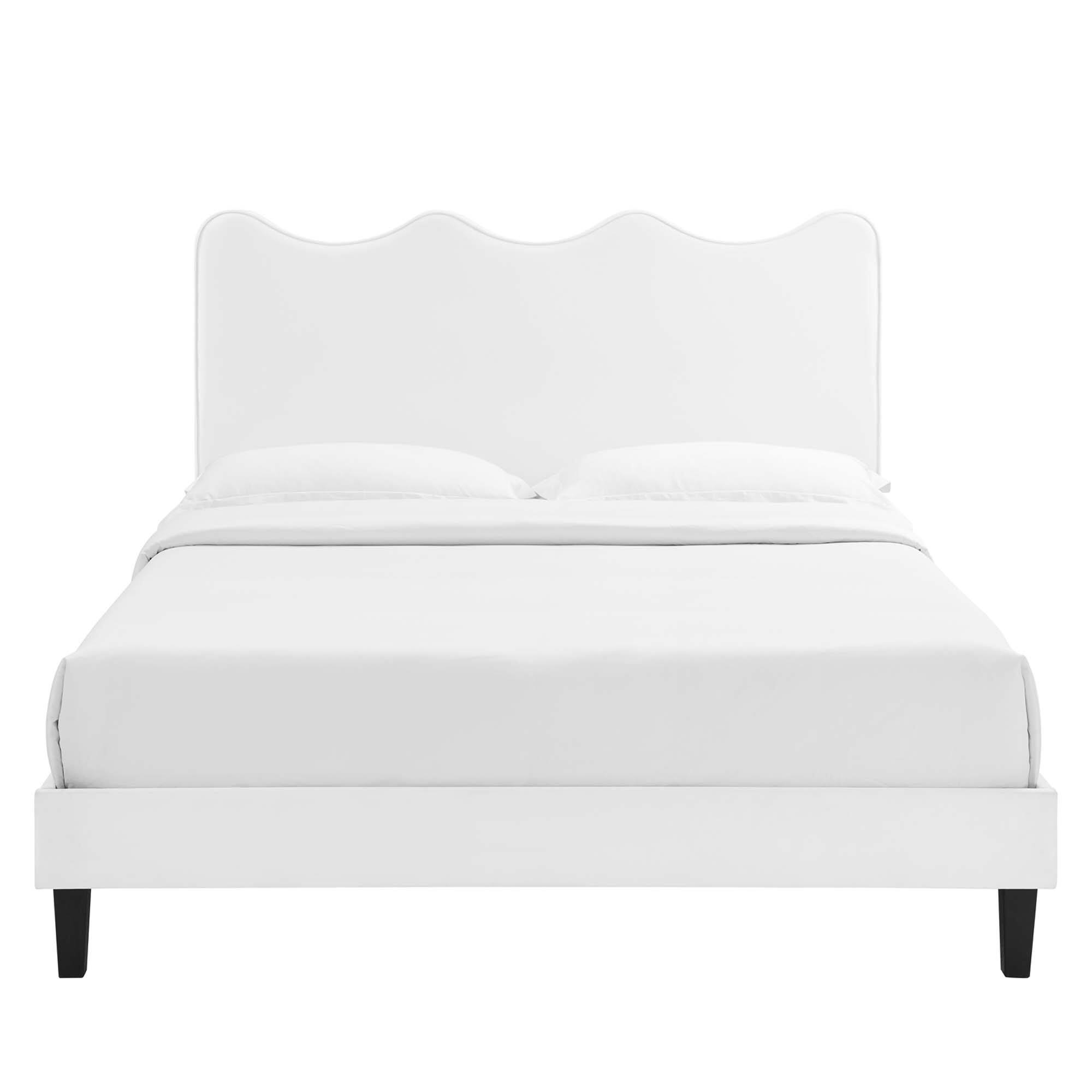Alt View 7. Modway - Current Performance Velvet Queen Platform Bed - White.