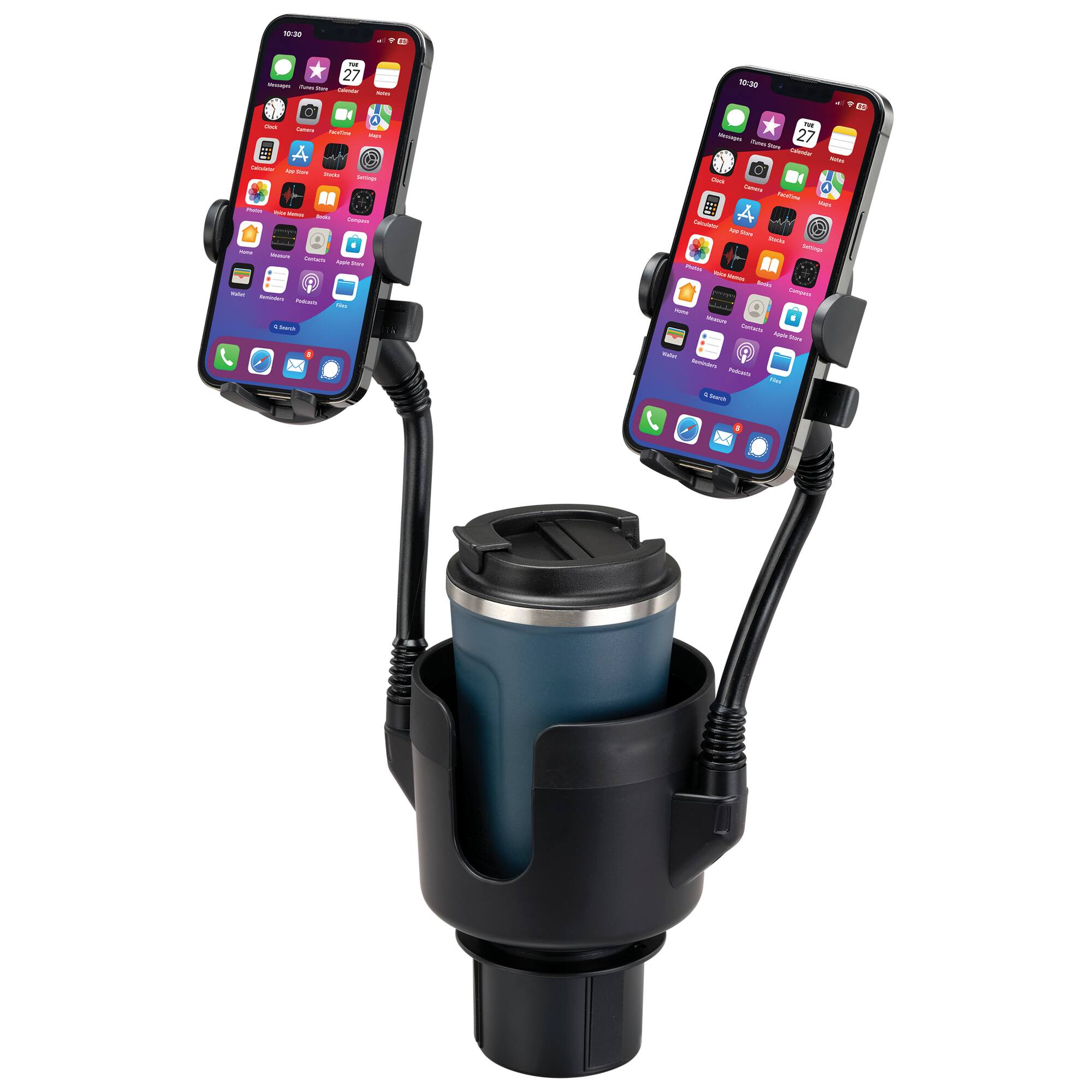 Alt View 1. iLive - iLive Handsfree Duo Deluxe Cup Holder with Dual Mobile Phone Holder, IA063 - Black.
