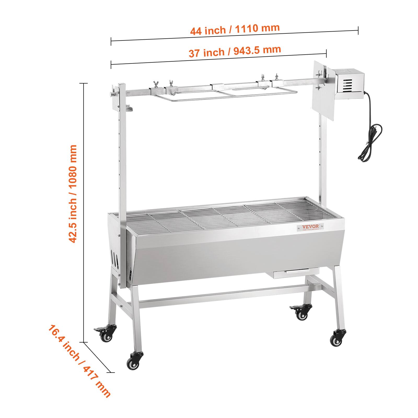 44 inch / 1110 mm
37 inch / 943.5 mm
42.5 inch / 1080 mm
16.4 inch / 417 mm