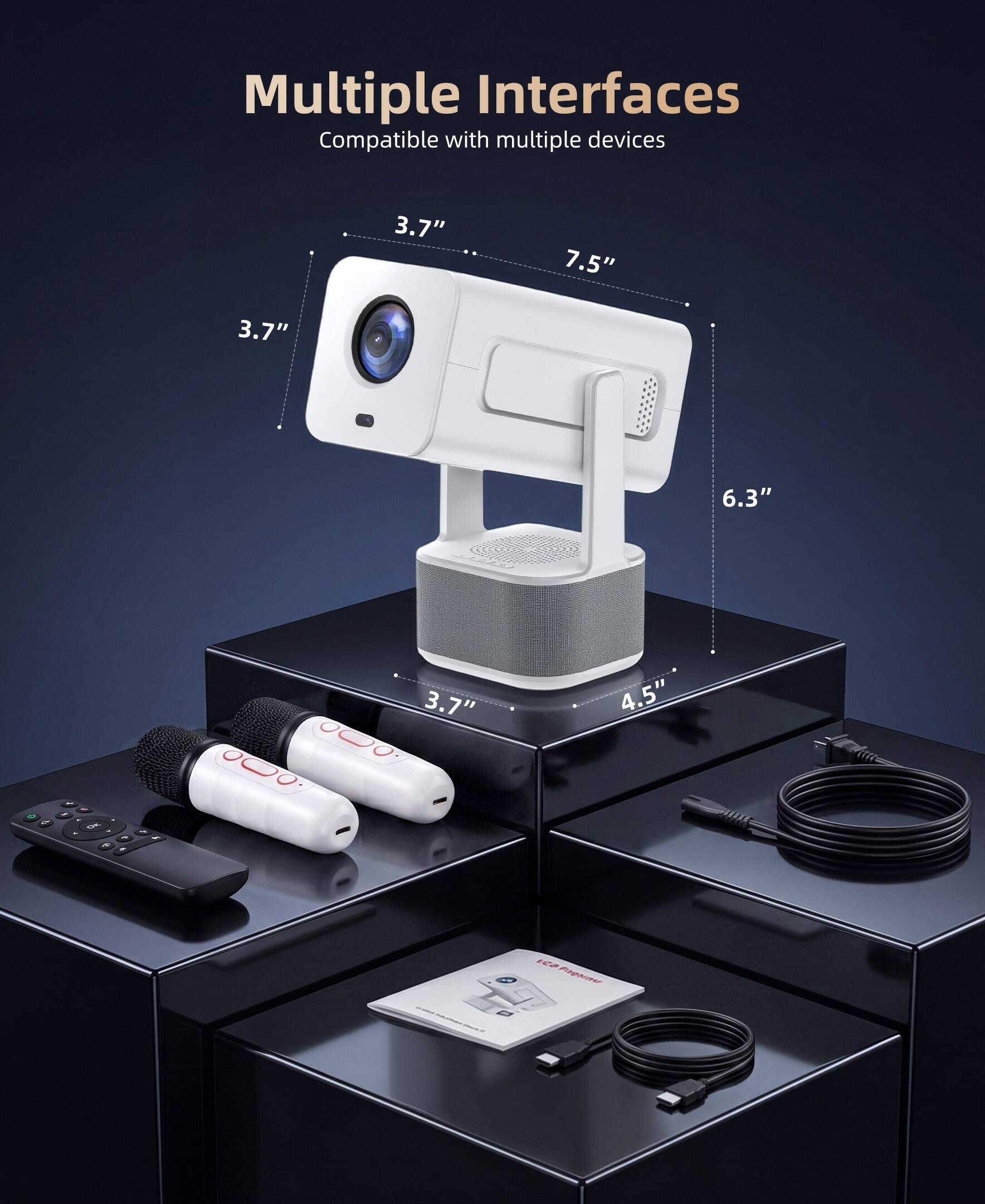 Multiple Interfaces  
Compatible with multiple devices  
3.7"  
7.5"  
3.7"  
6.3"  
4.5"