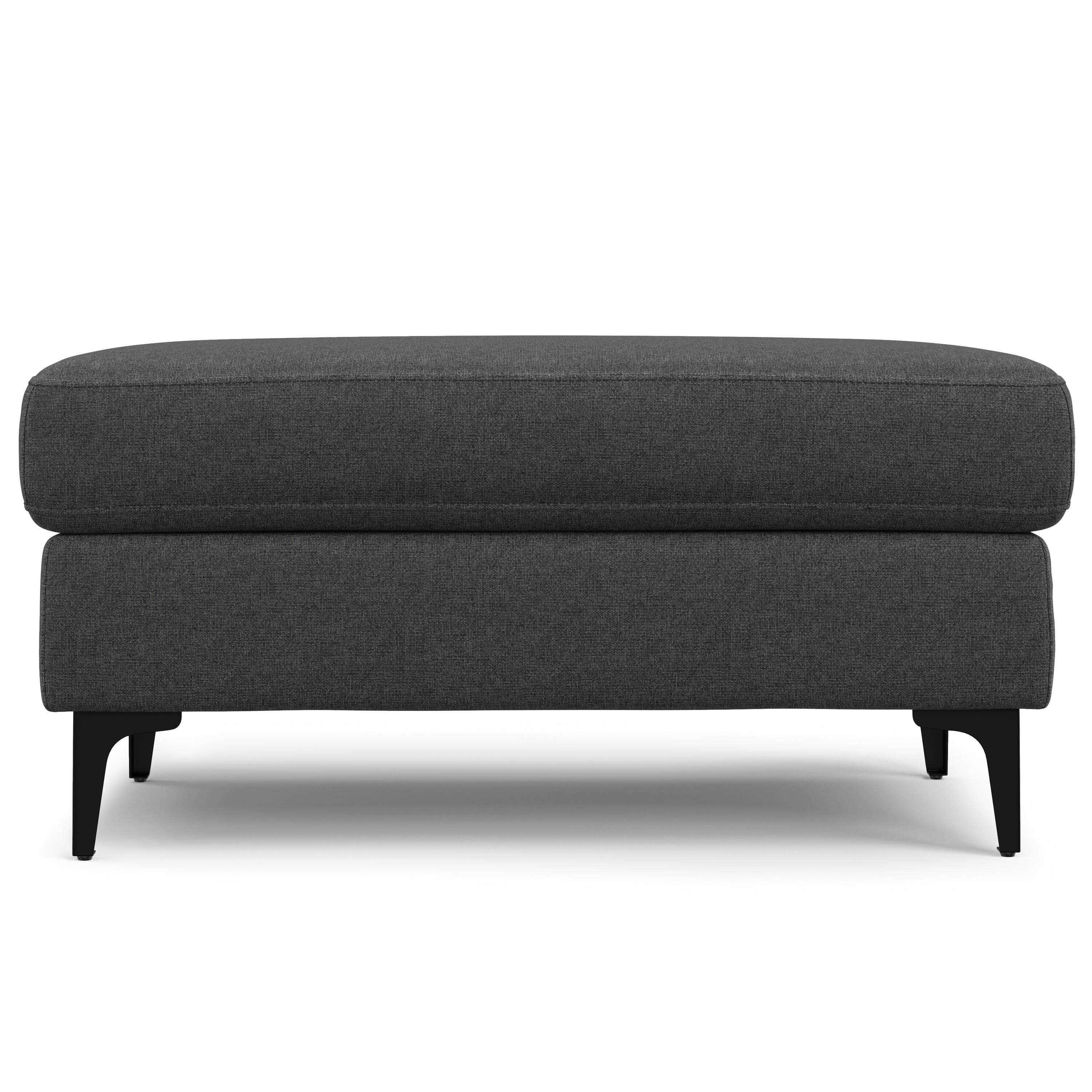 Left. Simpli Home - Ava Ottoman in Tightly Woven Performance Fabric - Pebble Grey.