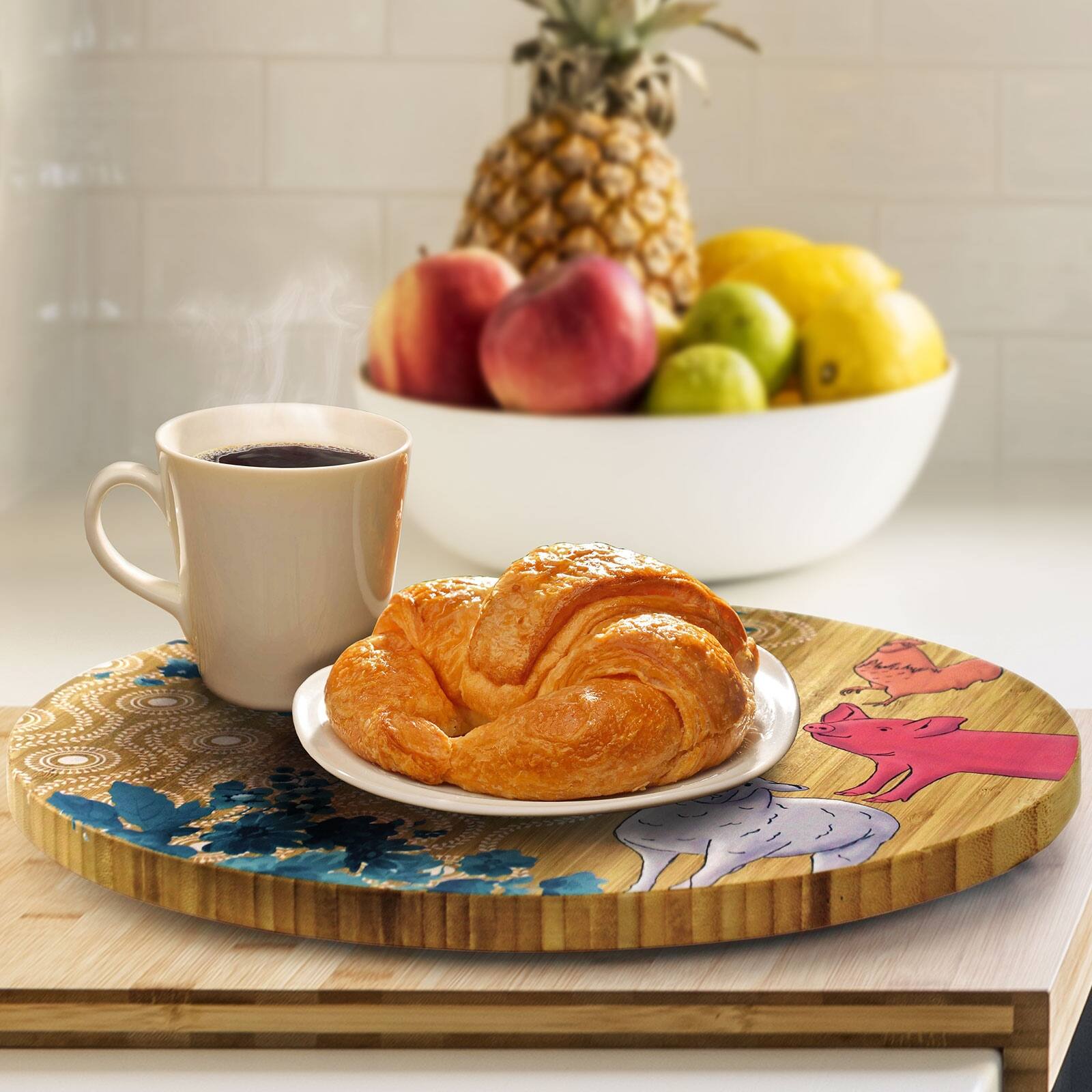 Alt View 2. Gibson - Urban Market Life on the Farm 13 Inch Bamboo Lazy Susan Turntable - Brown.