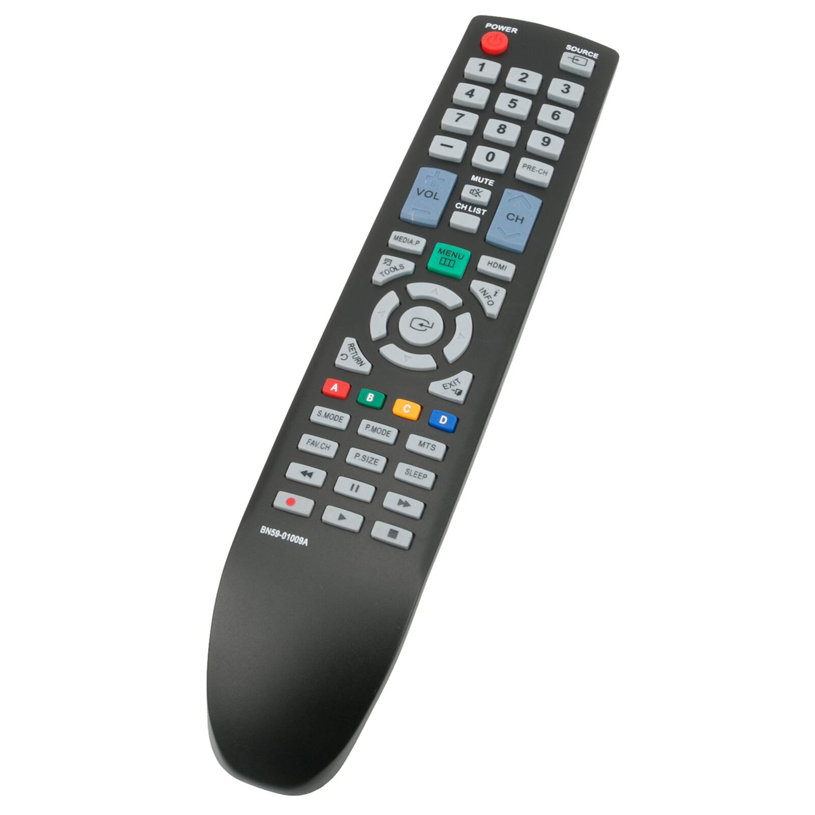 POWER SOURCE 1 2 3 4 5 6 7 8 9 0 PEE-C CH MUTE VOL 4K CH CHLIST CH MEDIA MENU 1 0n HOMI TOOLS IND I O RETURN A EXIT C S.MODE D P.MODE FAVCH MTS P.SIZE SLEEP BN59-01009A