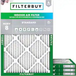 Filterbuy - 17.5x22x1 MERV 8 Dust & Allergy Defense, Electrostatic Pleated HVAC AC Furnace Air Filters Replacement (4-Pack) - Silver