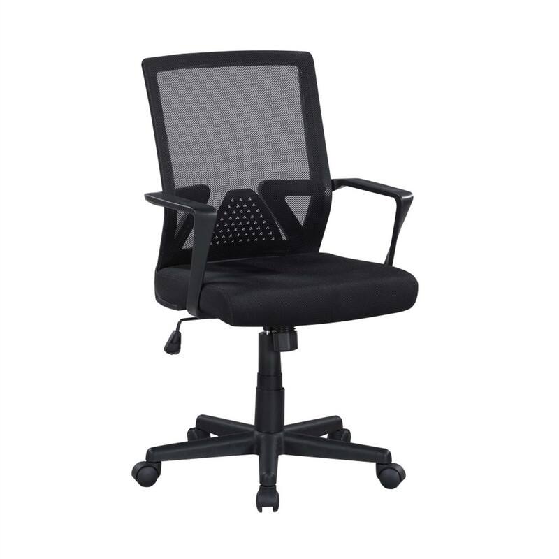 Angle. HTUTWOO - Height Adjustable Office Task Chair, Breathable Mesh Backrest Ergonomic Mid-Back Chair,High-Density Foam Seat,Metal Base - Black.