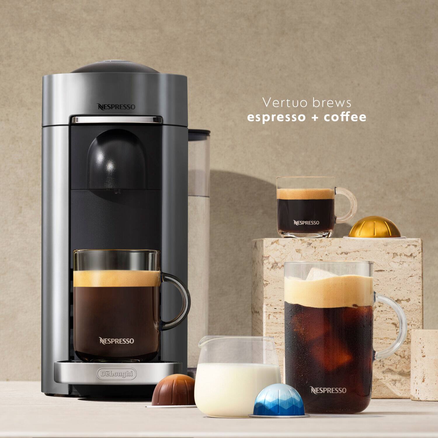 NESPRESSO Vertuo brews espresso + coffee, NESPRESSO, NESPRESSO DLonghin, NESPRESSO