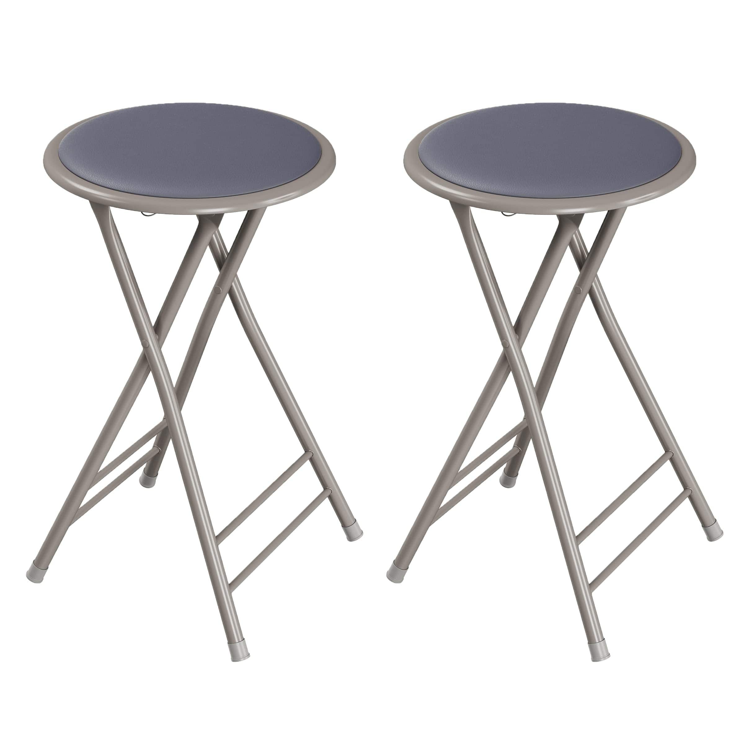 JETRANSPORT - Set Of 2 Counter Height Bar Stools - 24-inch Backless Folding Chairs With 225lb Capacity For Kitchen Rec - Grey Set of 2