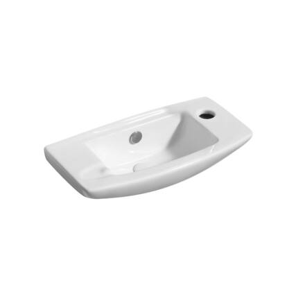 Front. Alfi - White 20" Small Wall Mounted Ceramic Sink with Faucet Hole - White.