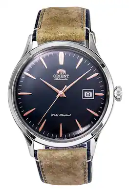 Orient - Bambino Version 4 Classic Suede Leather Strap Dial Automatic RA-AC0P02L10B RA-AC0P02L30B Men's Watch - Navy Blue