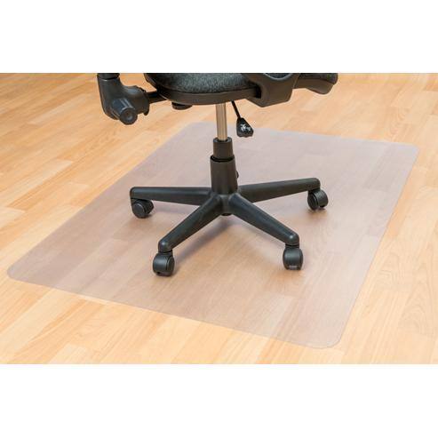 Left. Floortex - Rectangular Chair Mat with Anti-Slip Backing For Hard Floors - 30" x 48" - Tinted.
