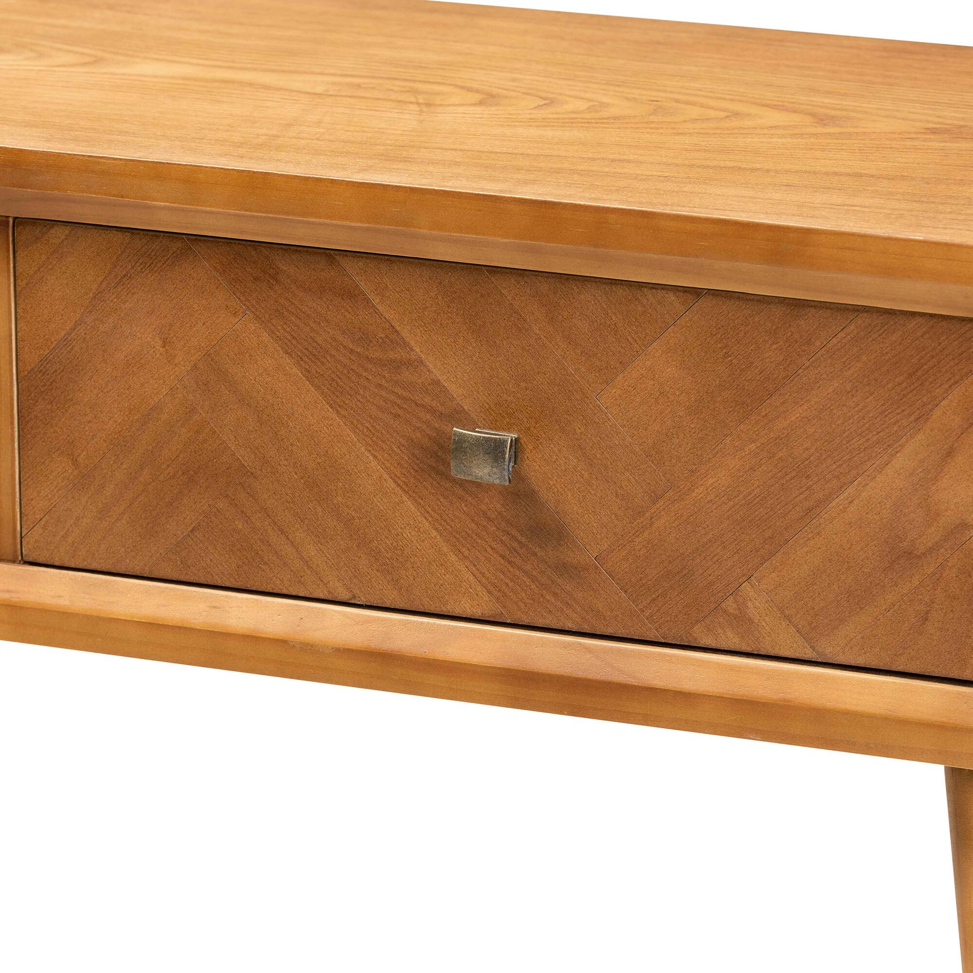 Alt View 1. Baxton Studio - Mae Mid-Century Modern Finished Wood 2-Drawer Console Table - Brown.