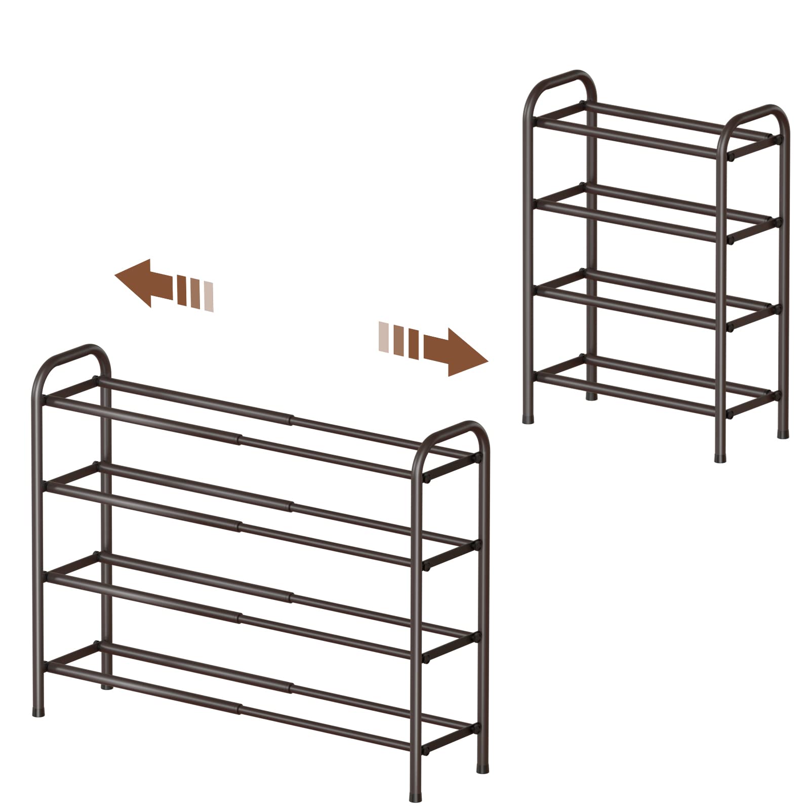 Refined Abode Design - Shoe Rack Storage Shelf Organizer Rack Small Space Home Household Essential Item Solution Design - Bronze 4 Tier