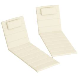 Outsunny - Outdoor Lounge Chair Cushion Set of 2, 80" x 26" UPF50+ 230gsm Olefin and 25D High-Density Foam - Cream White