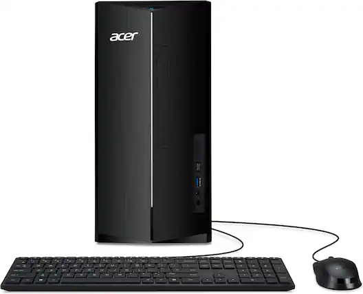 Front. Acer - Acer Aspire TC Desktop PC - 14th Gen Intel Core i5-14400, 16GB RAM, 1TB SSD, Intel UHD Graphics, Windows 11 Home - Black.