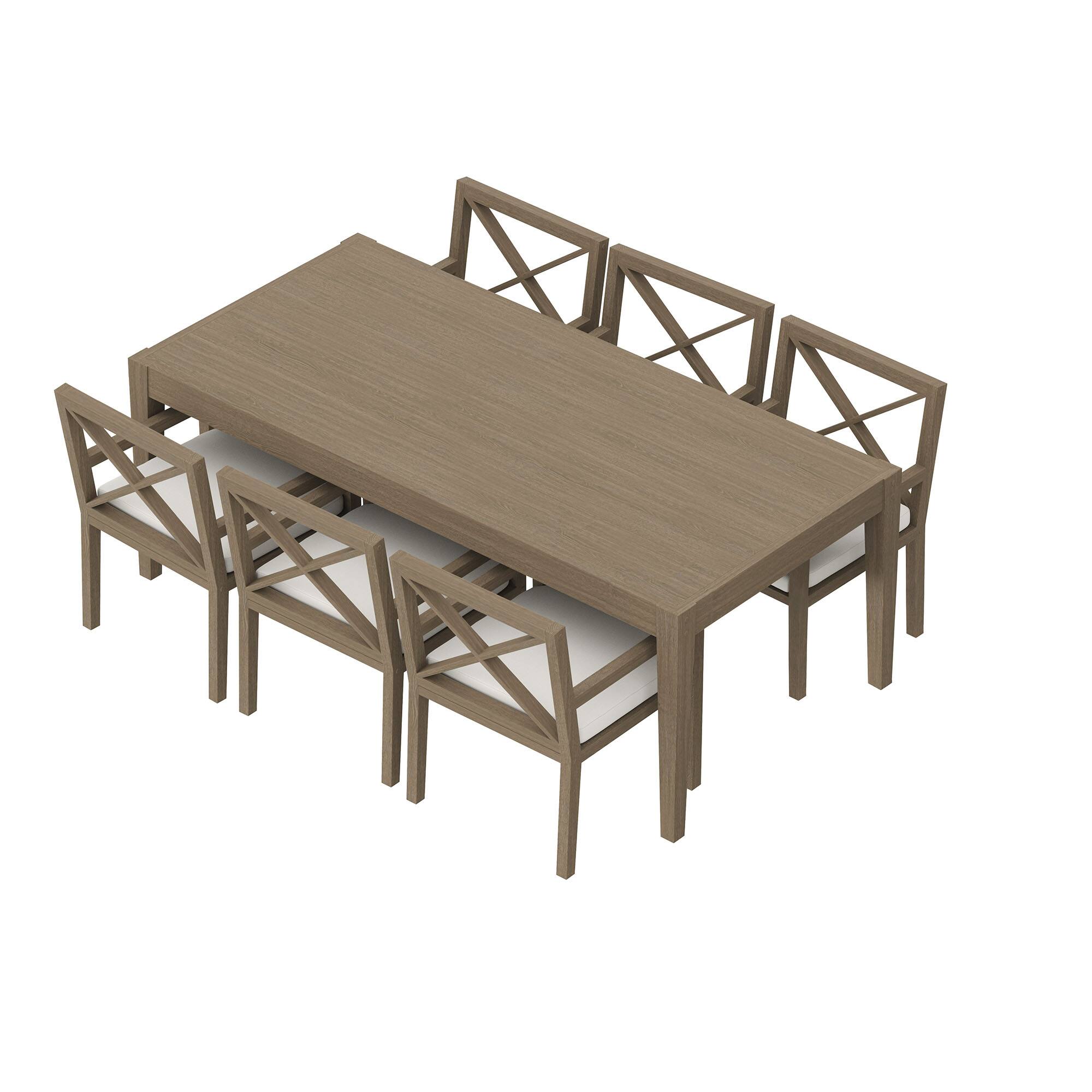 Alt View 2. Modway - Northlake 7-Piece Teak Wood Outdoor Patio Dining Set - Weathered Gray.
