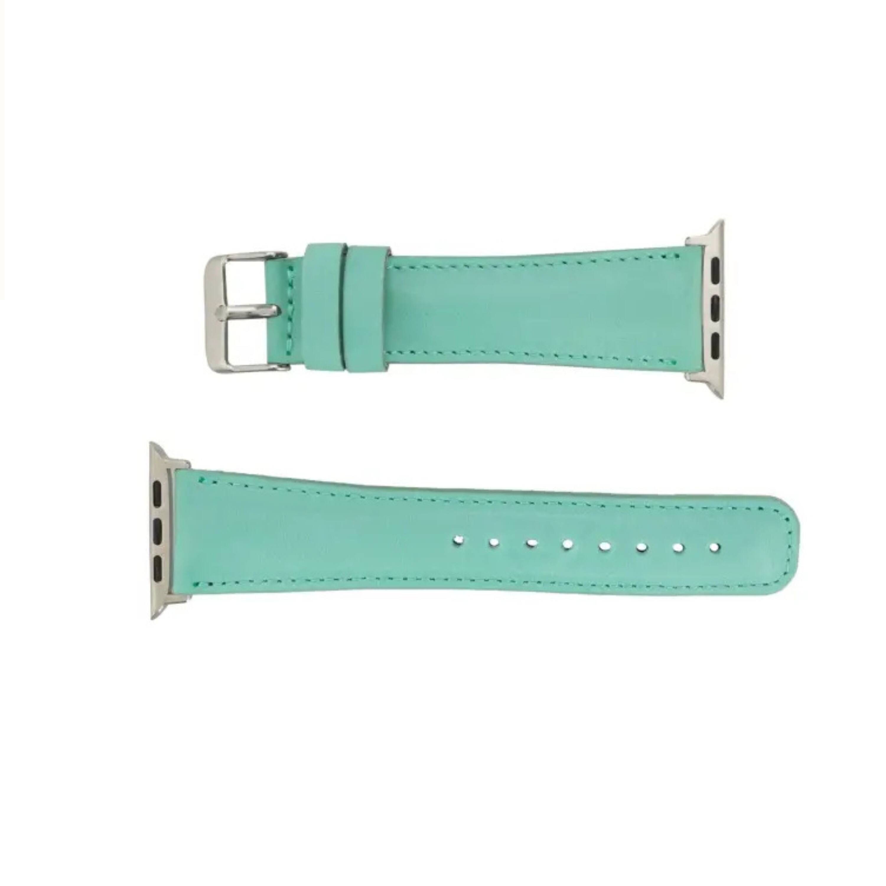 Back. Kitcheniva - Leather Watch Band Compatible With Apple Watch Ultra Series 8 7 And SE 38mm to 41mm Mint Green - Mint Green.