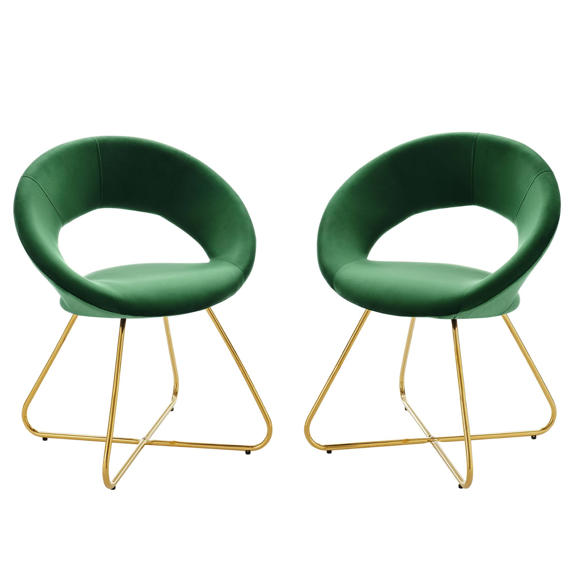 Angle. Modway - Nouvelle Performance Velvet Dining Chair Set of 2 by Modway - Gold Emerald.