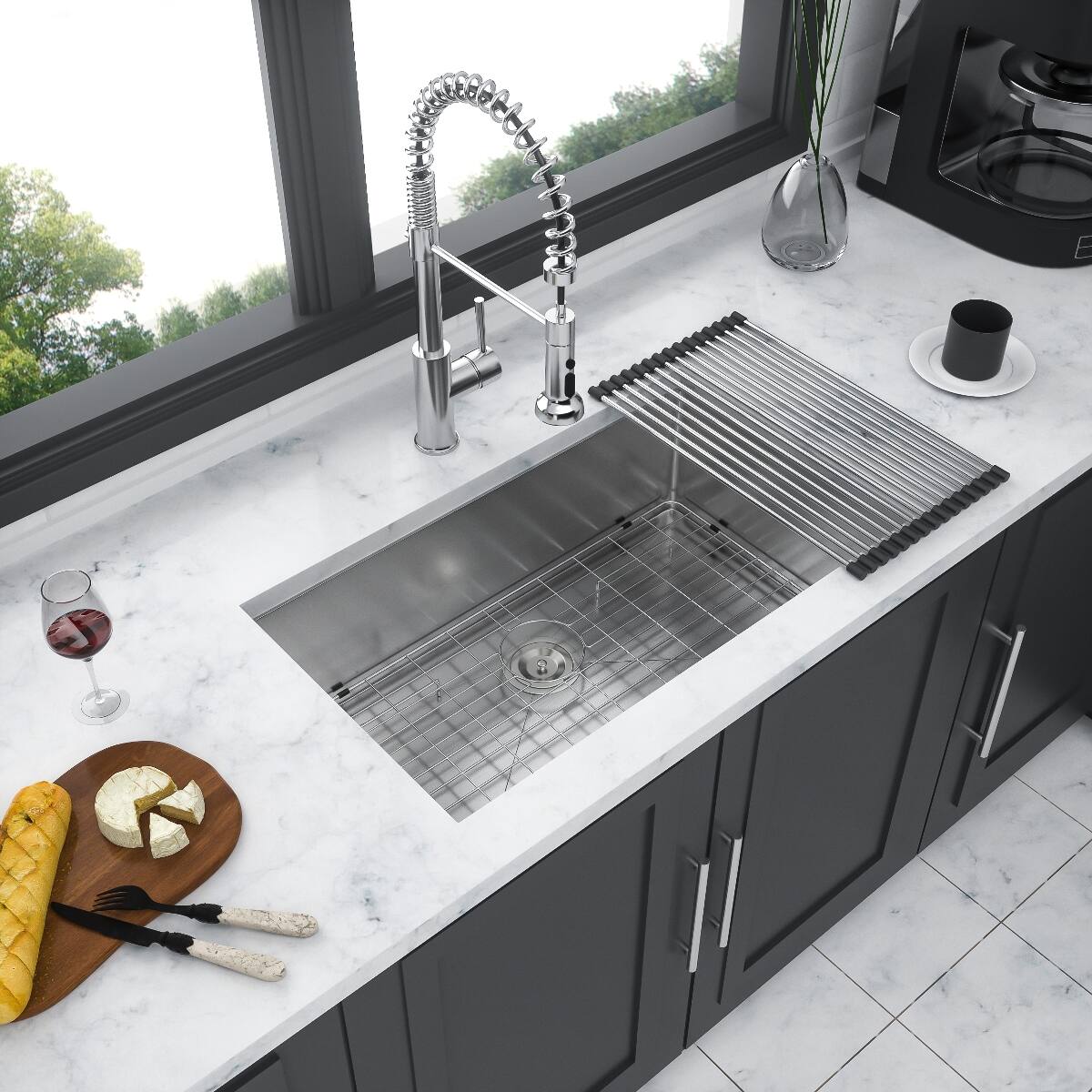 Ropilly 32 inch undermount kitchen sink, 16 gauge stainless steel ...